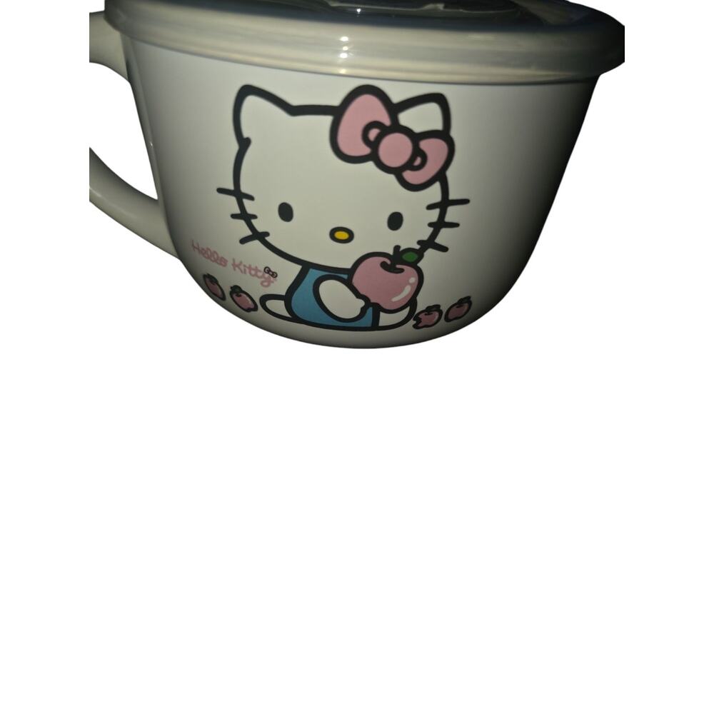 Sanrio Hello Kitty Soup Cereal bowl Mug Pressure Release Lid 24 Oz - Picture 4 of 4